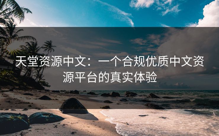 天堂资源中文：一个合规优质中文资源平台的真实体验